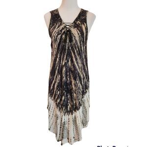 NWOT Ana & Kate Charcoal Black and cream Dress One Size Fits most